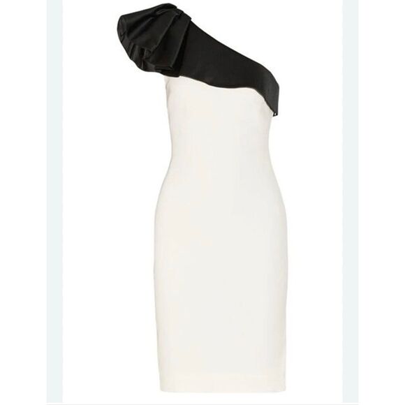 By Marlene Birger Chaitan One Shoulder Black Ruffle Mini Dress - Picture 1 of 10